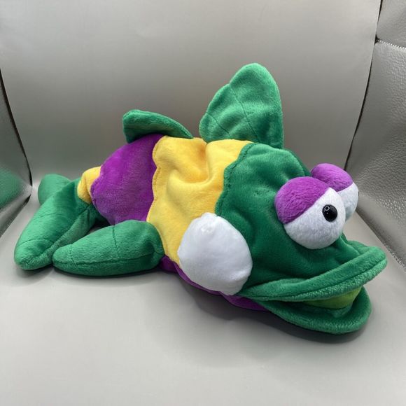 Fiesta Bean Bag Plush Toy ~  "GUS" 17 inch Big Eye Fish ~ Green Purple Yellow - Picture 1 of 9